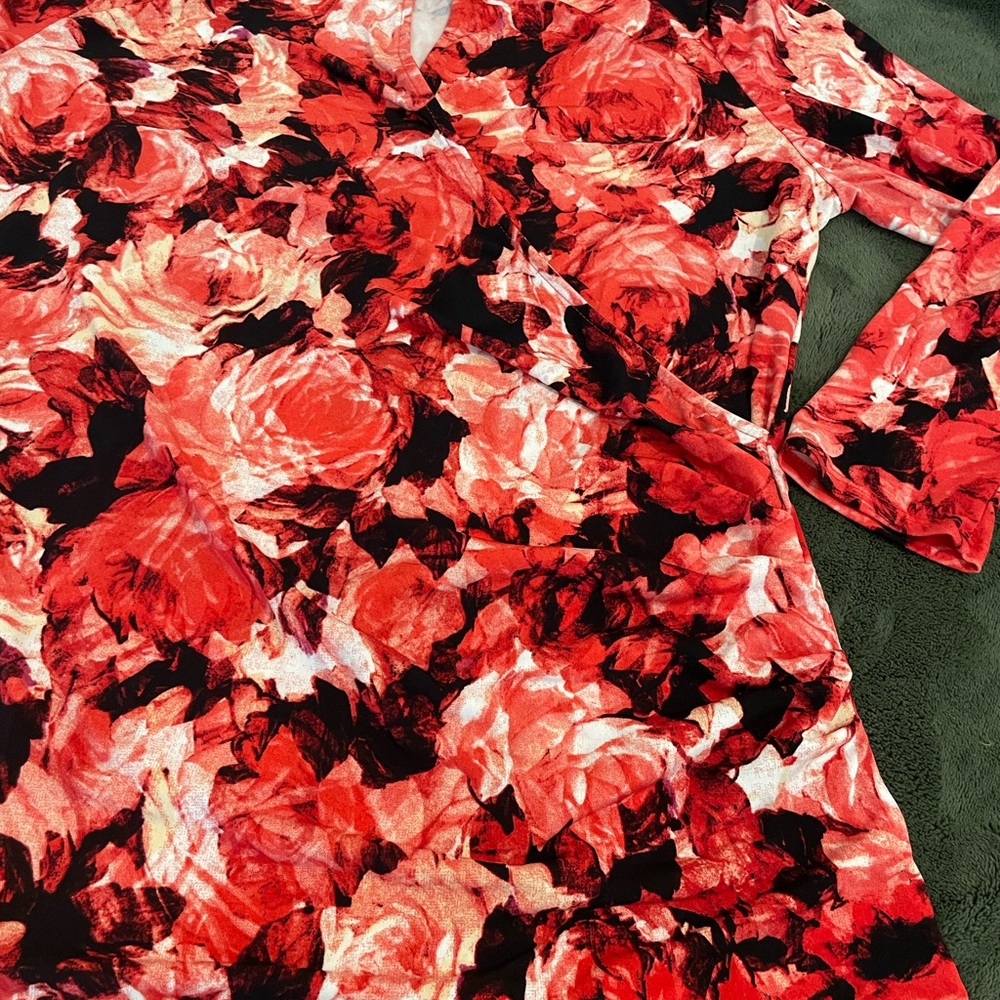 Floral Red and Black Blouse